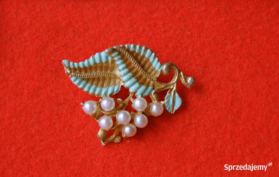 Stara angielska broszka z perełkami Ochojno