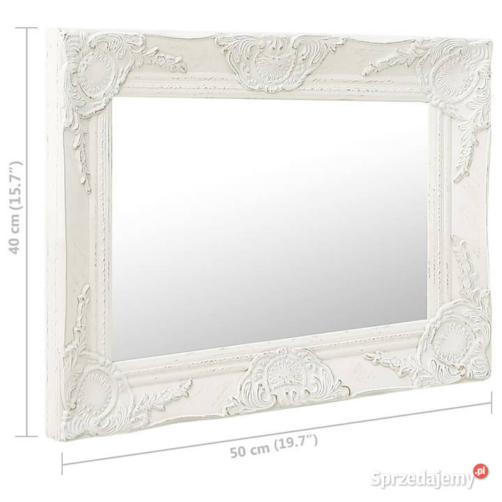 Lustro ścienne w stylu barokowym 50x40 białe Warszawa
