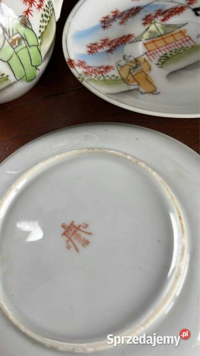 Spodek Japońska biała porcelana z gejszą i Gdańsk