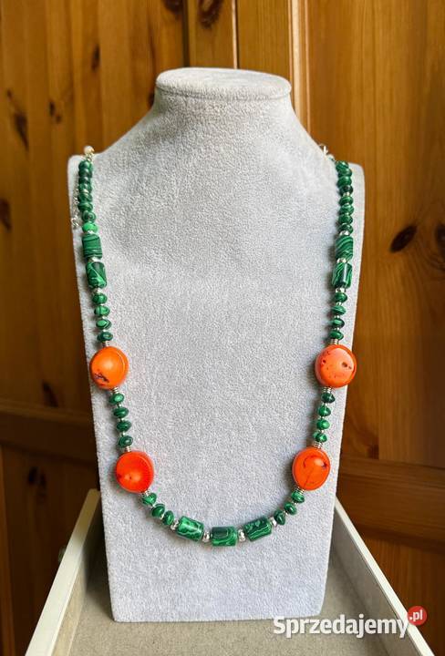 Naszyjnik koral malachit rękodzieło 60 Legnica