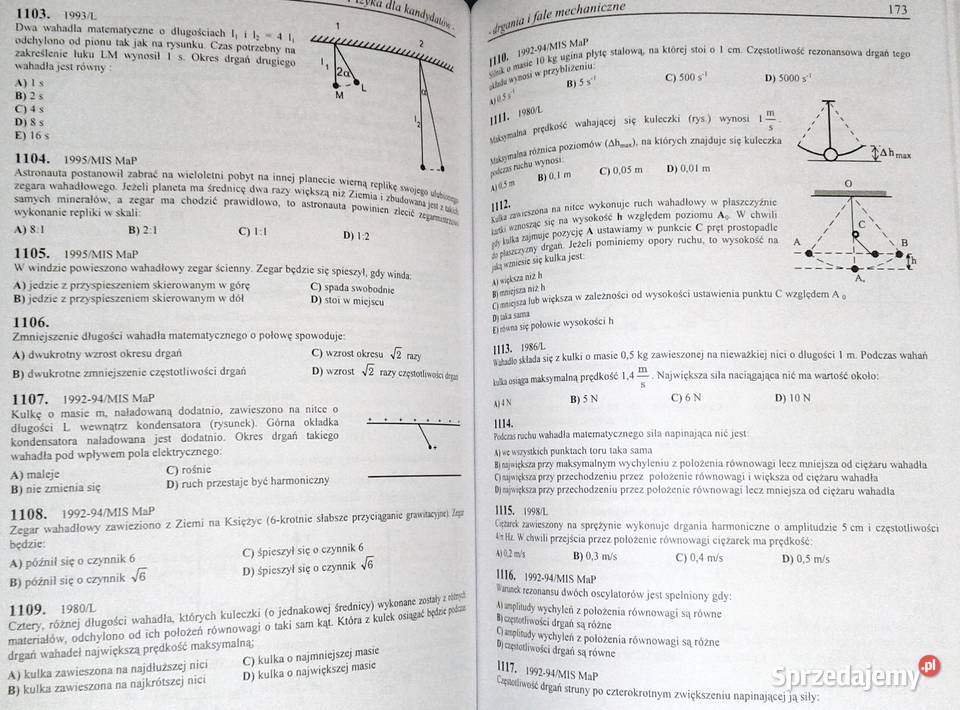 Fizyka Wybór testów z egzaminów 1973 1999 Chełm sprzedam
