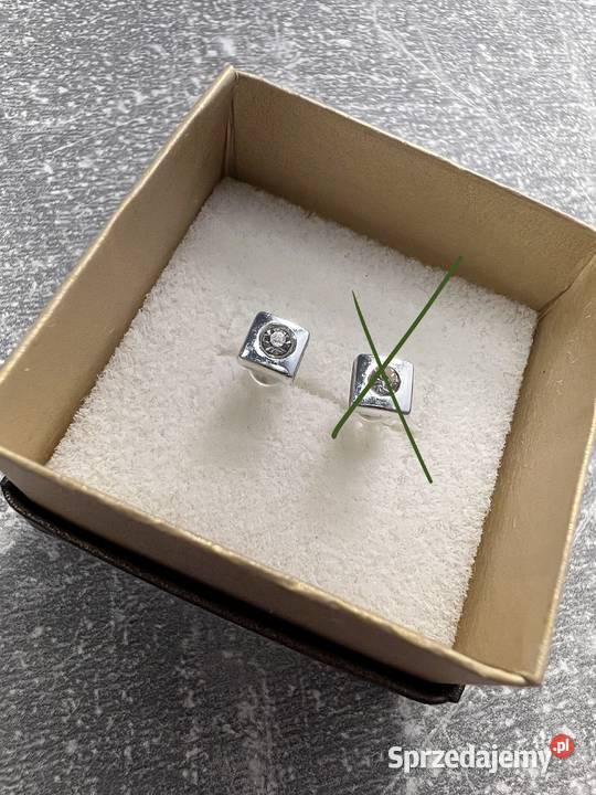 Kolczyk złoty z diamentem kwadrat Jasło sprzedam
