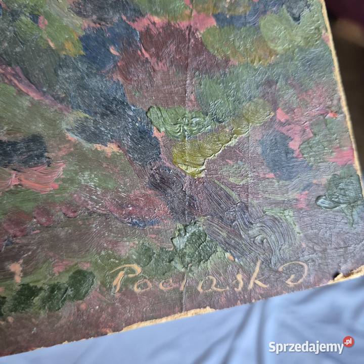 Stary obraz olejny na desce sygnowany Brzesko