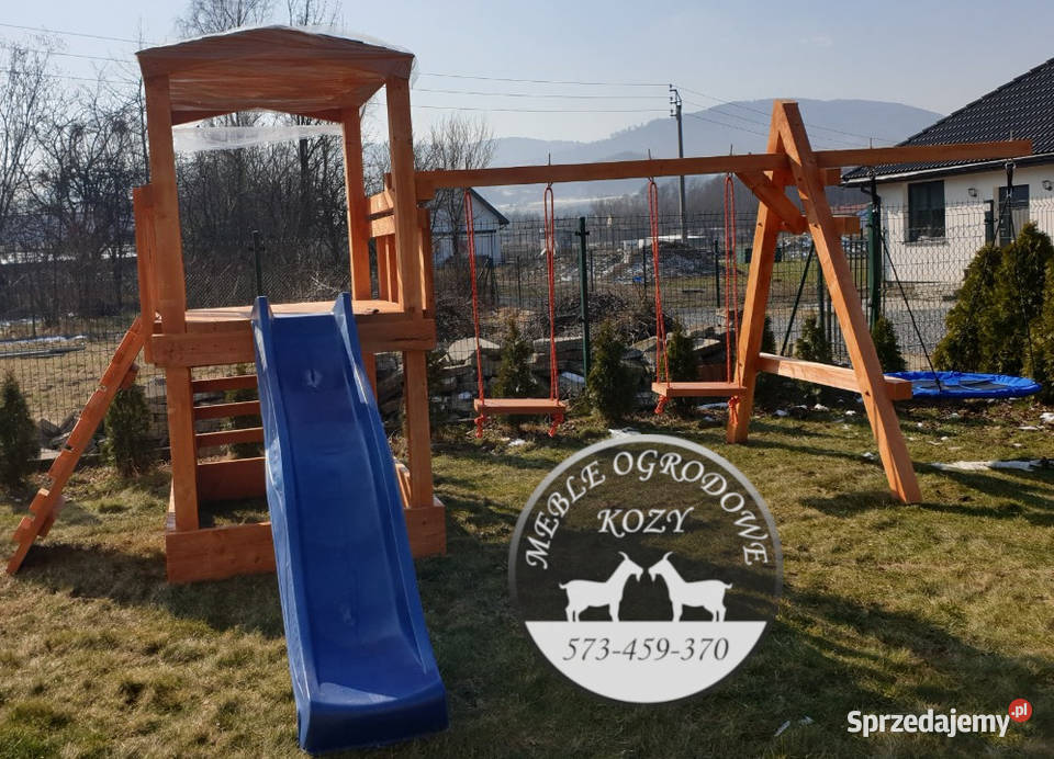 PROMOCJA ogrodowy drewniany plac zabaw z domkiem Katowice
