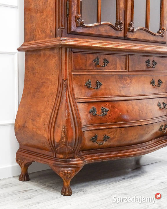 Stylowa Solidna Wysoka WITRYNA ORZECH NeoBarok Kredensy i witryny Kalisz