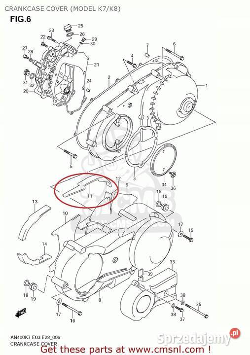 OSŁONA PODUSZKA SILNIKA SUZUKI BURGMAN AN400
