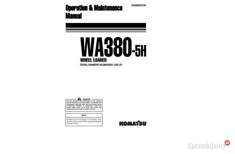 KOMATSU WA 3805H WA3806 WA3806H instrukcja sprzedam