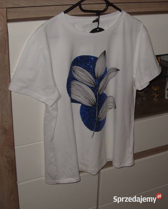 Tshirt CHABROWE Liście cekiny r LXL Rawicz sprzedam