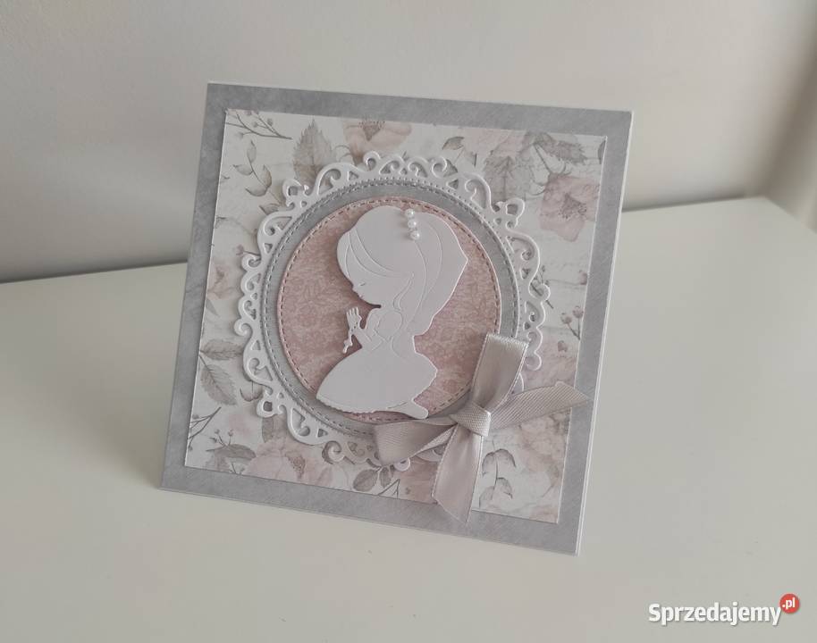 Kartka ręcznie robiona Komunia Święta handmade Łódź