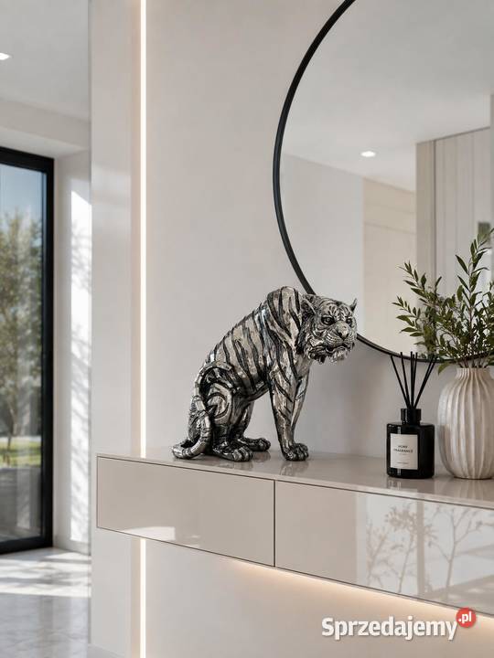 Figura srebrny tygrys Glamour 35x30x18