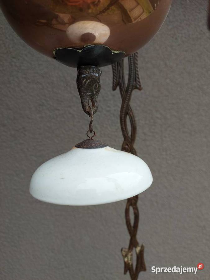 Zabytkowa lampa naftowa sufitowa secesja