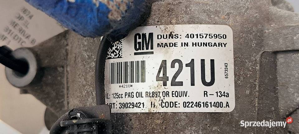 SPRĘŻARKA KLIMATYZACJI OPEL MERIVA B II 39029421 Motoryzacja Lipno sprzedam