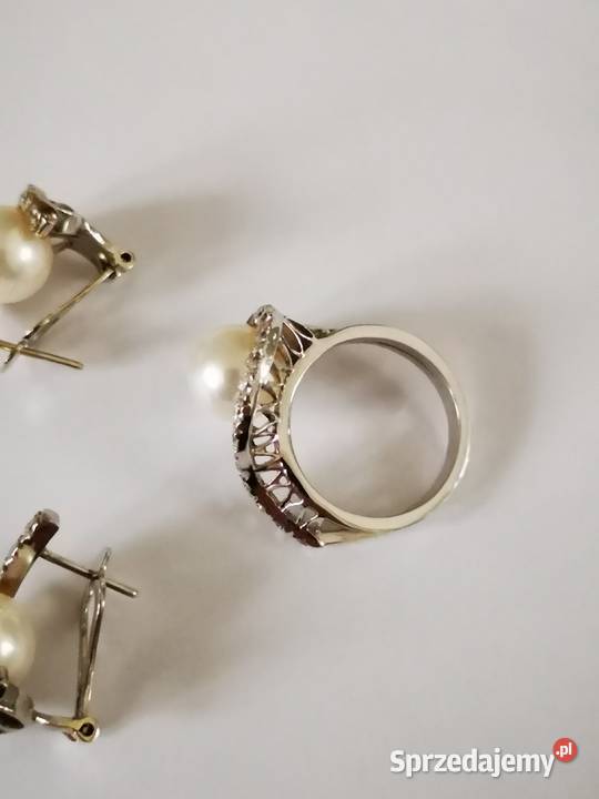 BRYLANTY zestaw złoty pierścionek kolczyki z Warszawa