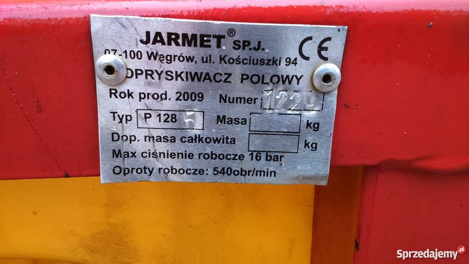 Opryskiwacz JarMet 600l 12m w stanie Brudzice