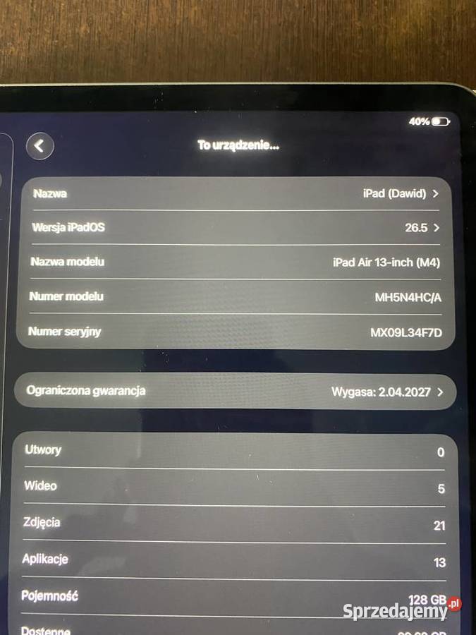 Tablet APPLE iPad Air 13 M4 2026 128GB WiFi Jawornik Polski