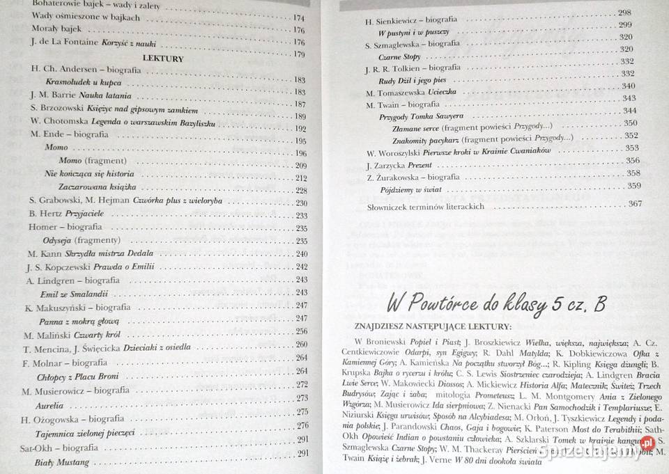 Powtórka z literatury Kl 5 Cz A Anna Szóstak Chełm sprzedam