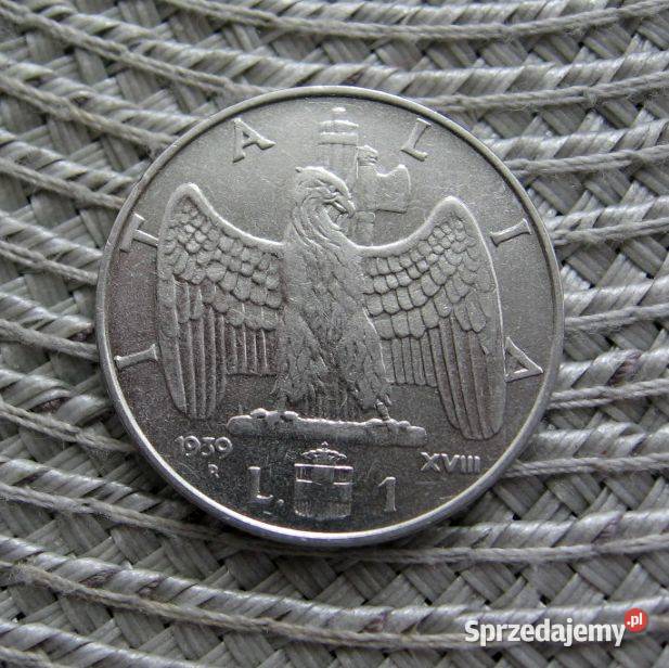 Włochy 1 Lir 1939r Niemagnetyczna Kalisz