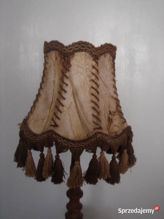 Lampa stołowa dębowa stara Łódź