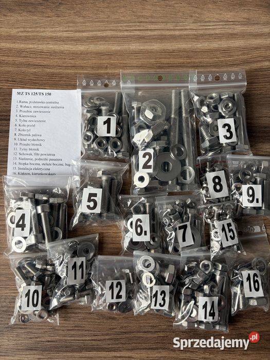 NOWY KOMPLET ŚRUB ŚRUBY NIERDZEWNE MZ TS 125 MZ sprzedam