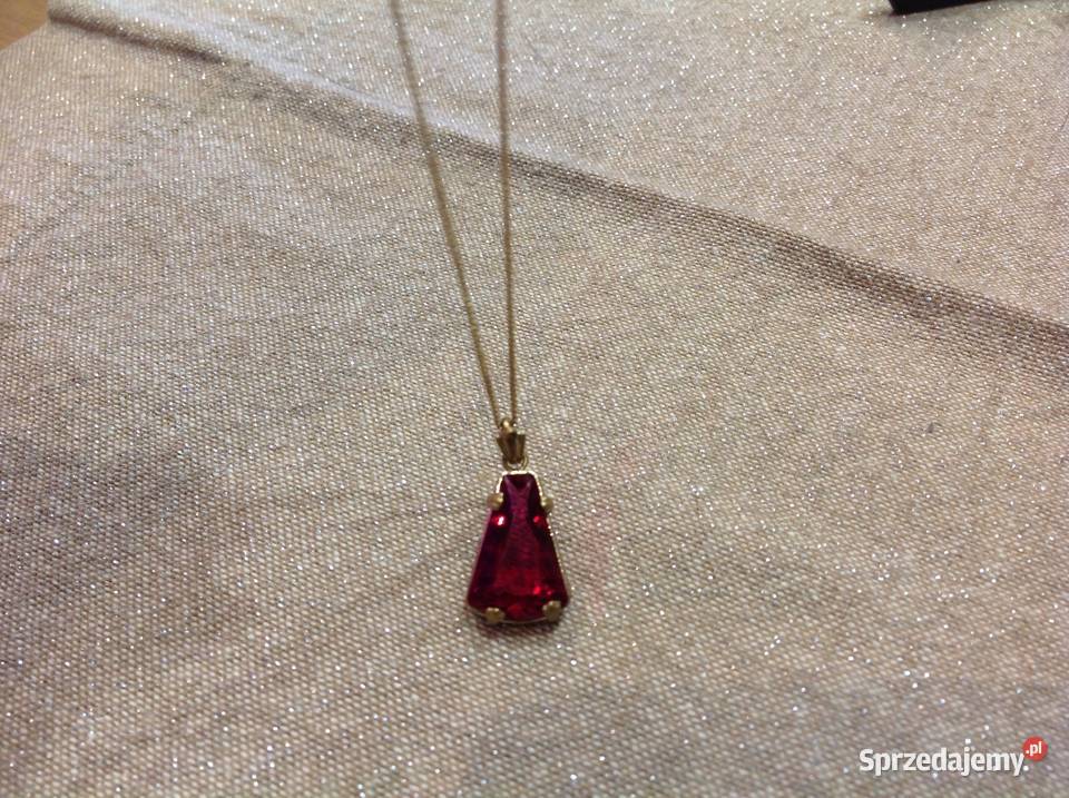 Stara Zawieszka Pozłacana Wisiorek z Czerwonym Nowa Sól