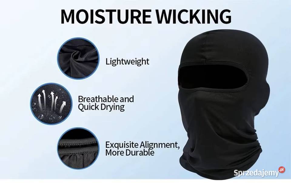 Kominiarka Lycra Letnia Oddychająca Czarna