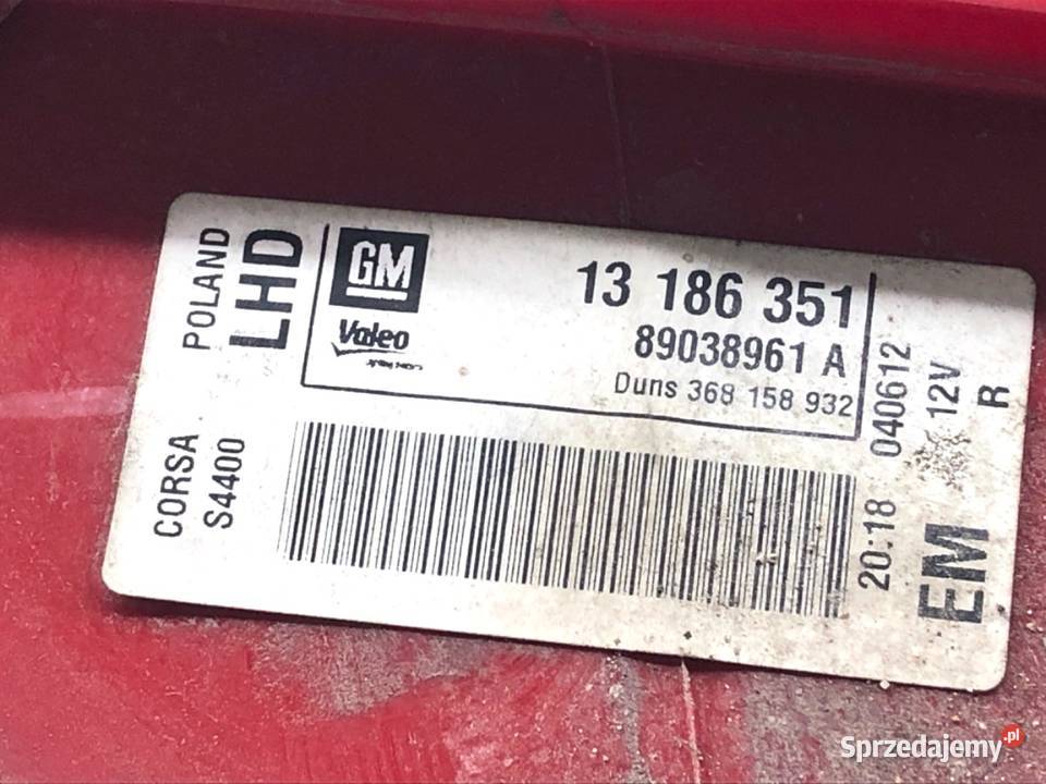 LAMPA PRAWY TYŁ OPEL CORSA D 13186351 Hatchback