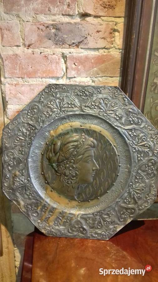 Tondo obraz secesja mosiądz cyna około 1900 Orneta sprzedam
