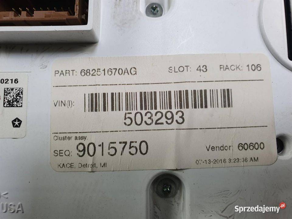 LICZNIK ZEGAR DODGE DURANGO III 68251670AG Motoryzacja kujawsko-pomorskie Lipno