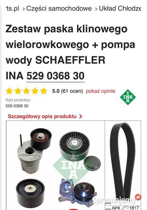 Zestaw paska klinowego wielorowkowego pompa wody Koło