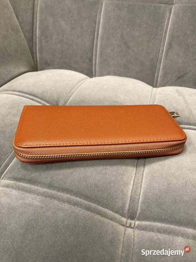 Nowy karmelowy porządny duży portfel z ekoskóry Nisko sprzedam