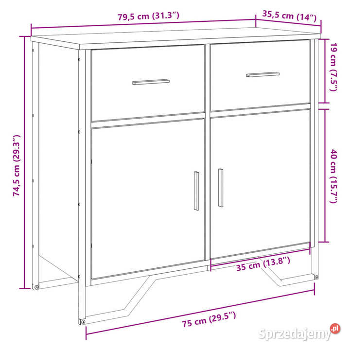 Szafka brązowy dąb 795x355x745 materiał Warszawa