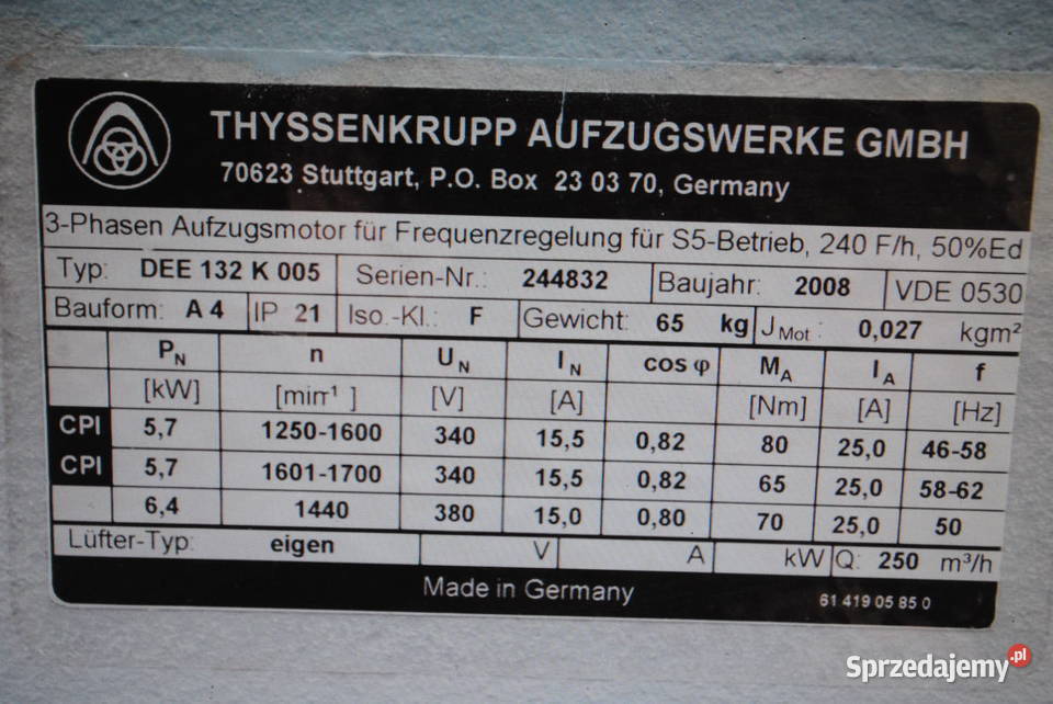 Motoreduktor kątowy 64kw 30obrmin z hamulcem Kargowa
