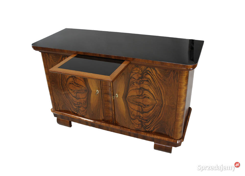 Niepowtarzalna komoda art deco z czarnym blatem Meble Bydgoszcz