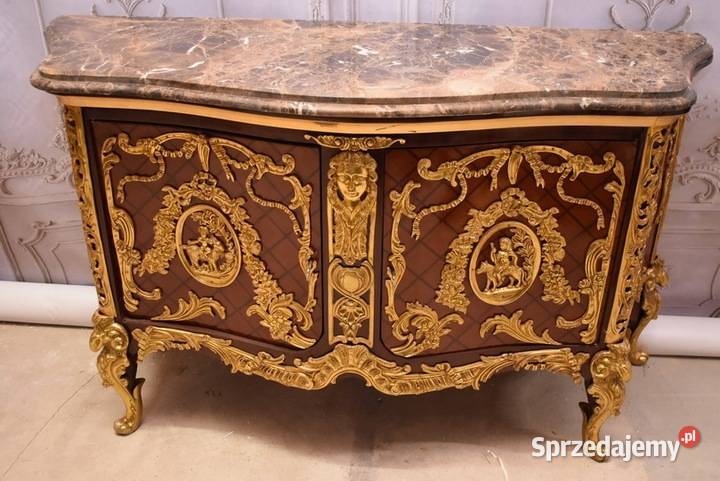 Królewska Drewniana Komoda Barok Okuta Brązem sprzedam