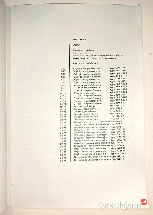 KATALOG UNITRA ELTRA ZŁĄCZA 1973 WM 590 WM545 Białogard