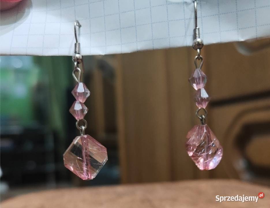 Kolczyki przeźroczysty blady róż Piaseczno sprzedam