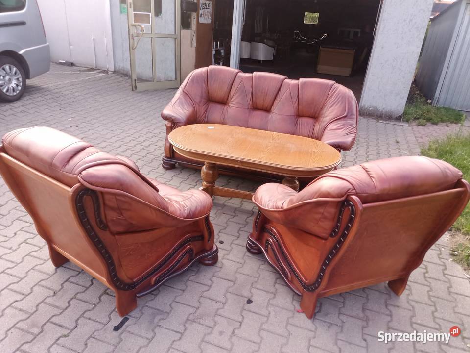 Fotel Skórzany plus Ława Rozkładana i Podnoszona Kozy