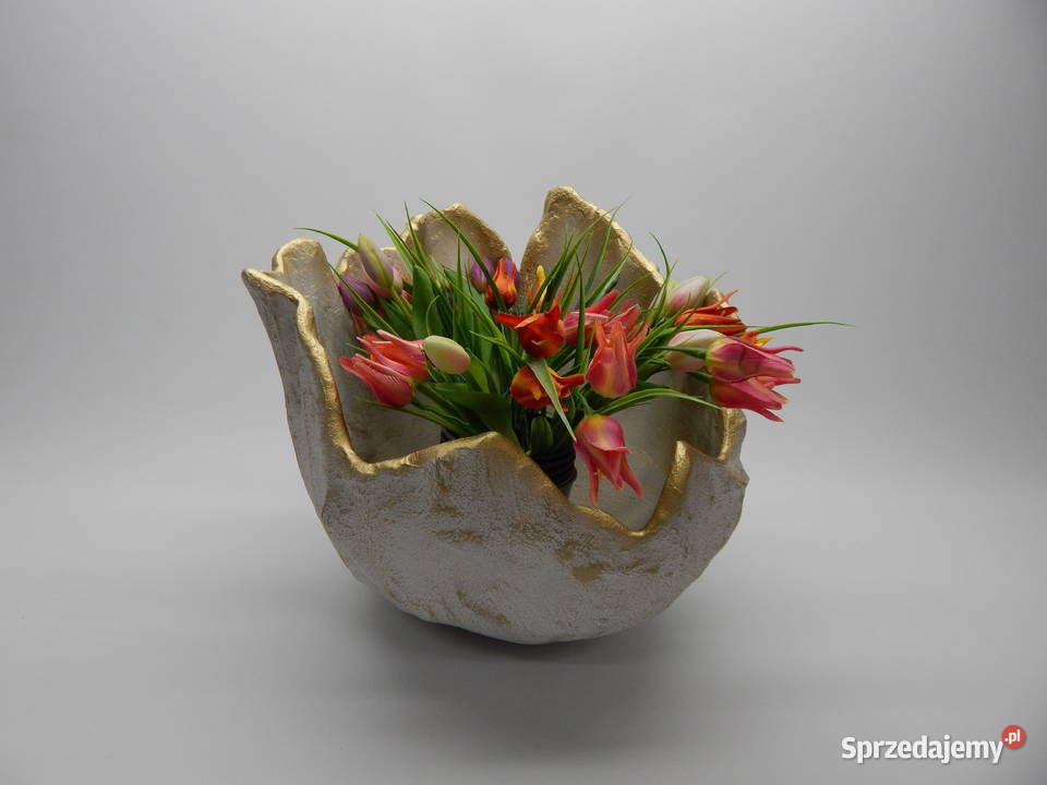 Donica Betonowa 36 Biała Złota Rękodzieło Grabina