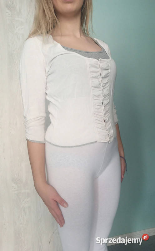 Biały delikatny sweterek na guziki Łódź