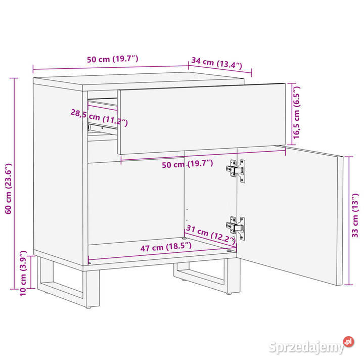 Szafka nocna biała 50x34x60 lite drewno mango Warszawa sprzedam