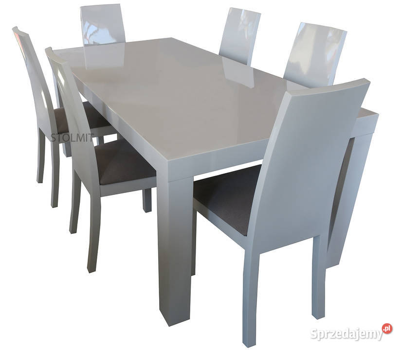 Stół biały połysk dwa wkłady 120x802x50 Kalwaria Zebrzydowska