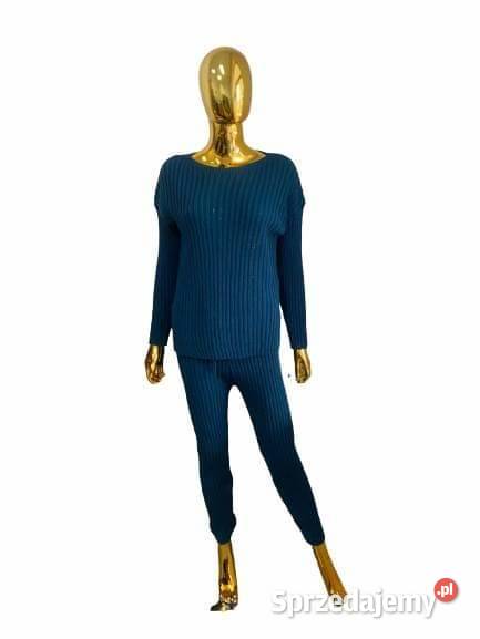 Komplet dzianinowy niebieski Kraków sprzedam