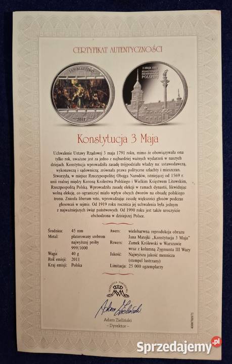 Numizmat Konstytucja 3go Maja Gliwice