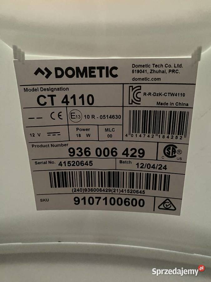 Toaleta do kampera Dometic CT4110 kaseta panel wielkopolskie Środa Wielkopolska