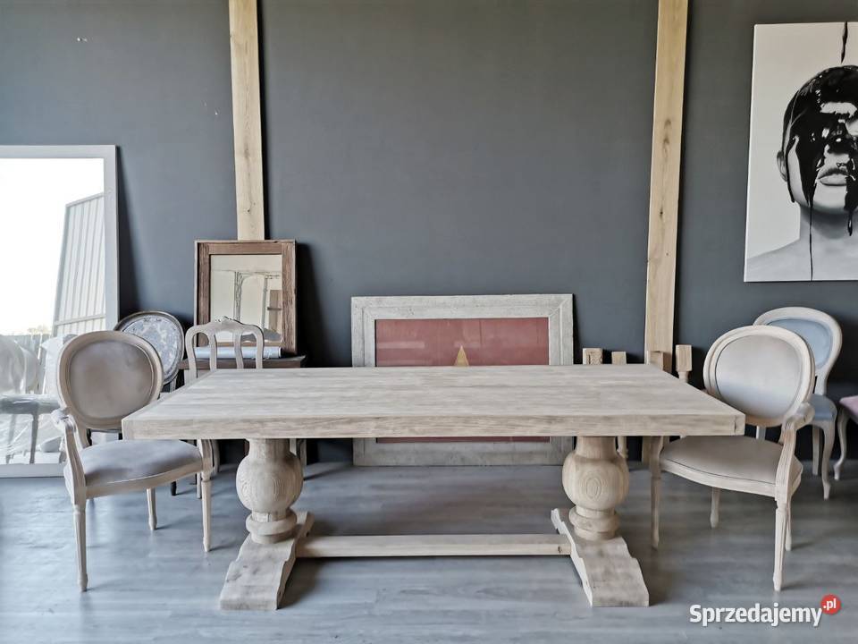 Stół dębowy na dwóch masywnych nogach Łódź
