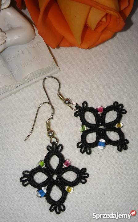 Kolczyki Frywolitkowe Wiśniowa