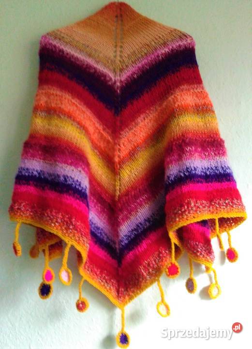 Duża chusta robiona na drutach Astry Katowice