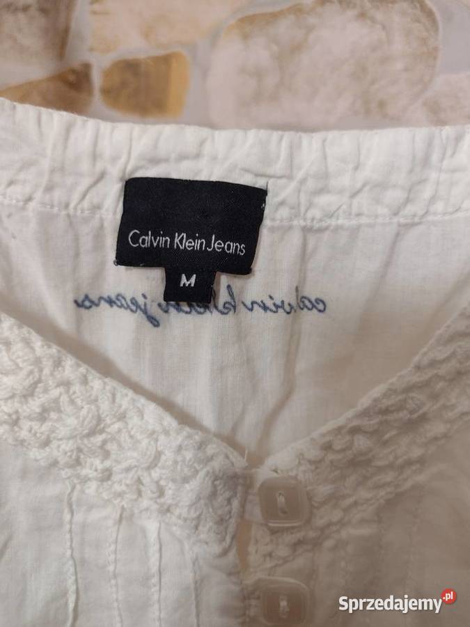 38M Calvin Klein Letnia haftowana sukienka biały Kraków
