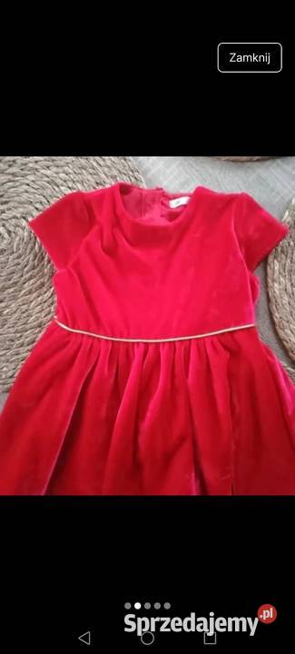 Sukienka czerwona elegancka z weluru krótki dziewczynka podkarpackie Krosno