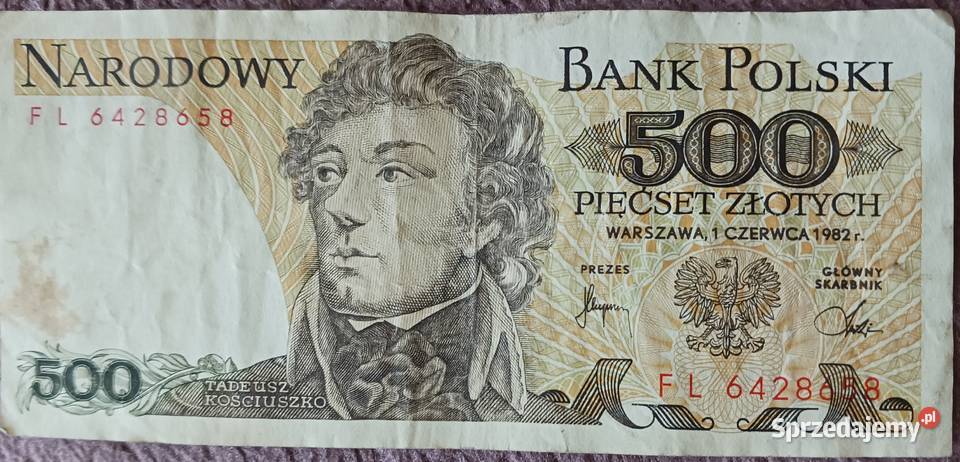 500 T Kościuszko seria FL 1VI19982 r Konin sprzedam